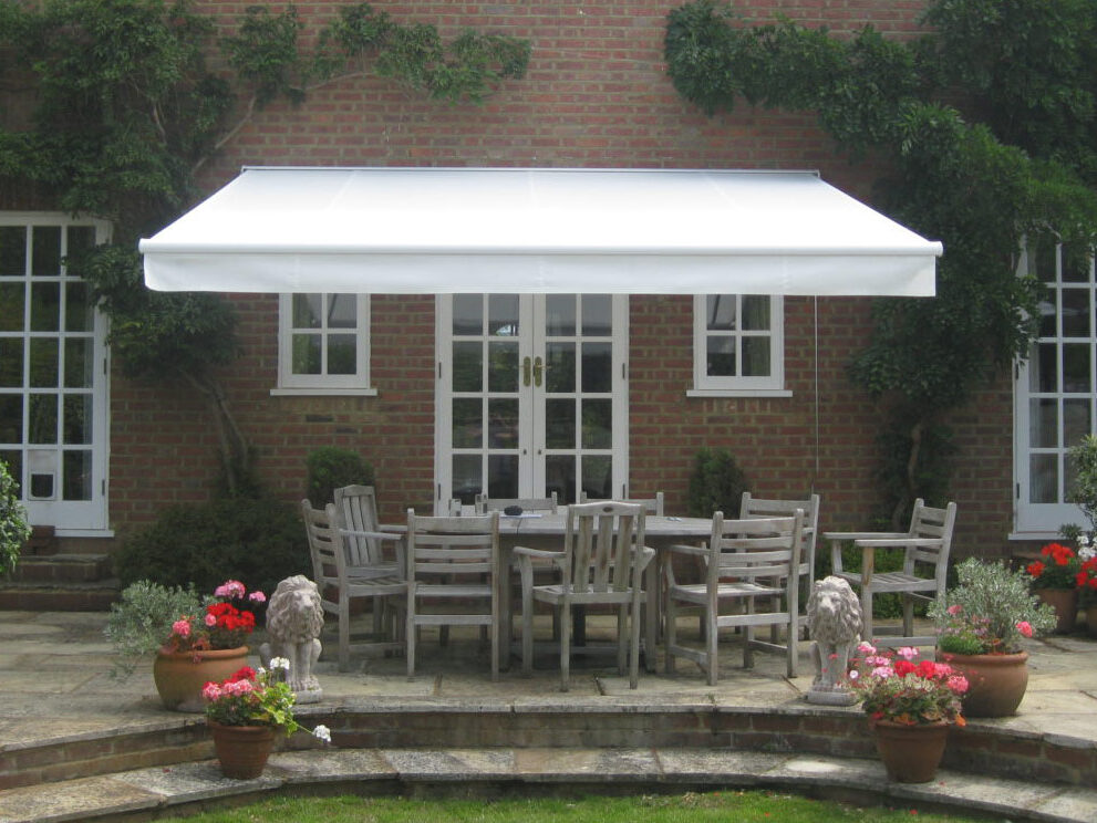 Classic residential patio awning with valance