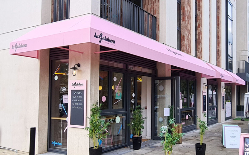 cafe awnings by Deans for La Gelateria